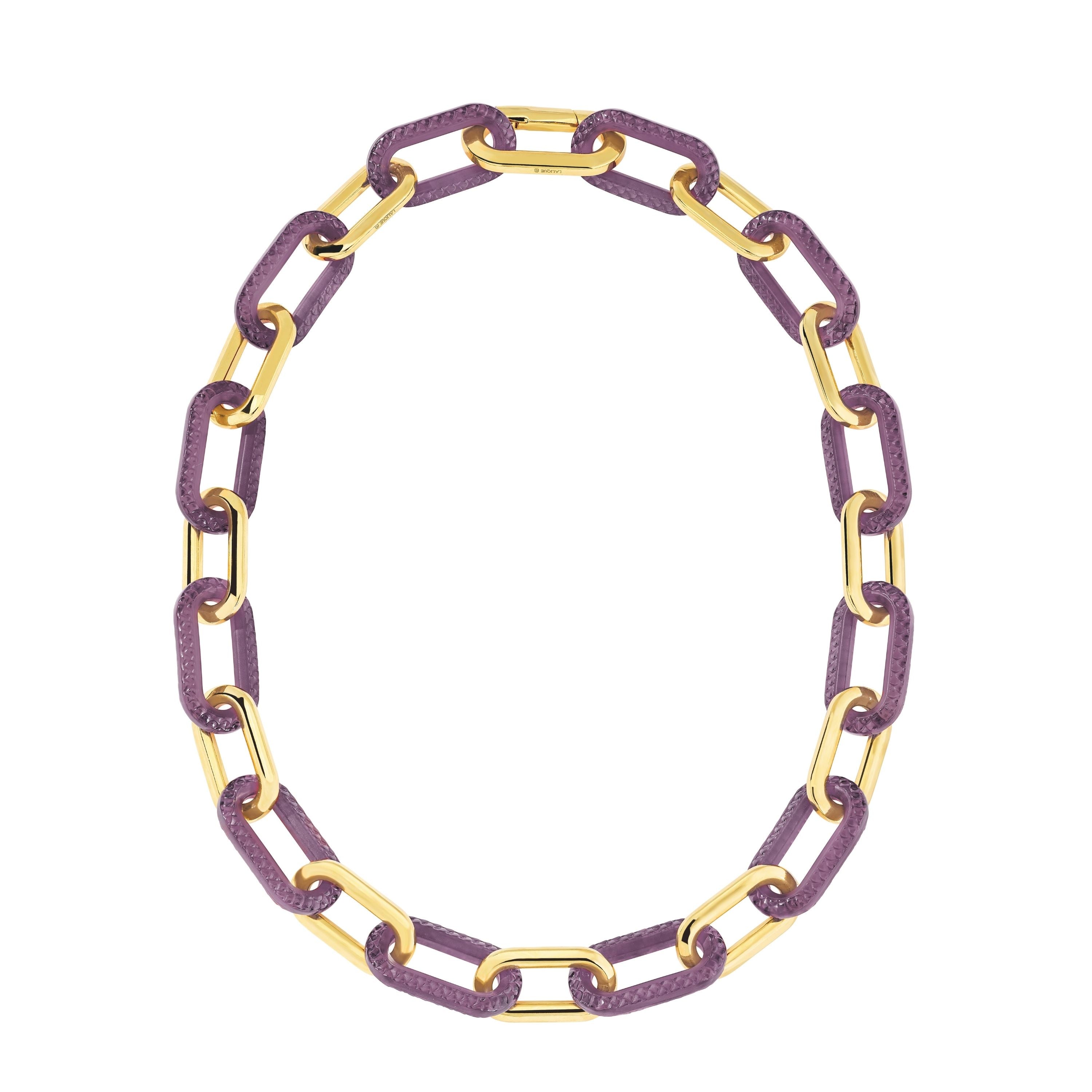 COLLIER EMPREINTE ANIMALE - CRISTAL VIOLET CRÉPUSCULE, PLAQUÉ OR JAUNE 18 CARATS