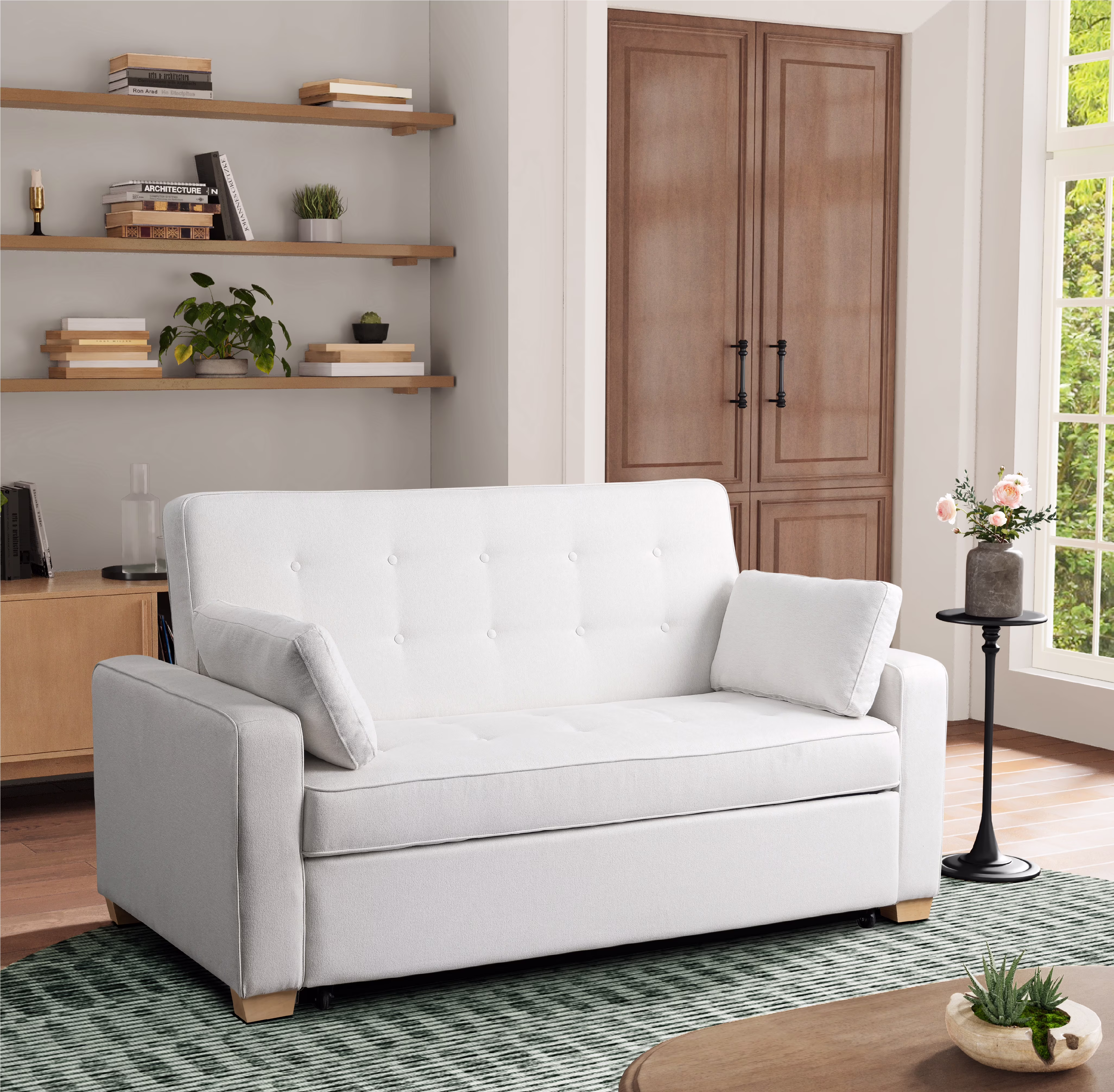 Serta Dream Convertibles Monroe Modern Polyester Convertible Queen Sofa Bed with Pillows Grey - Image 5