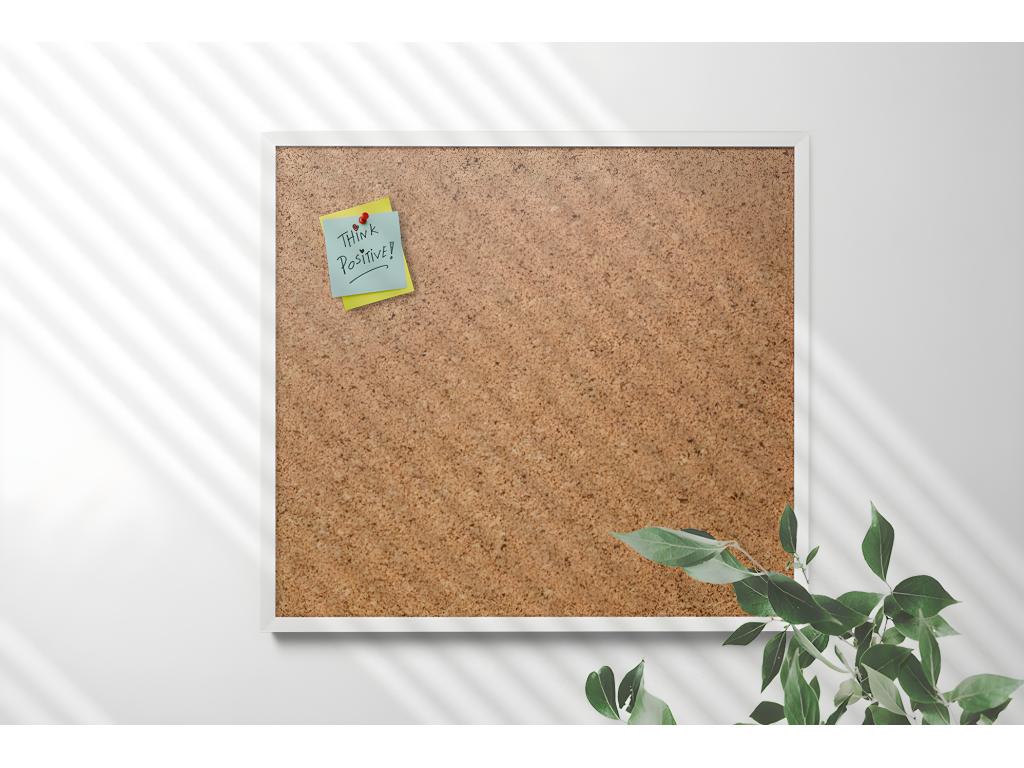 Tablero de corcho cuadrado, tablero de 50x50 cm con marco blanco, organización del espacio, tablero para la oficina, tablero de corcho para el hogar, alfileres gratis, tablero minimalista