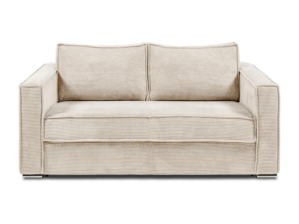 Sofá cama de 4 plazas con apertura italiana de pana beige - Con somier de lamas anchas de 160 cm - Colchón de 14 cm Kavehomedeco JSZV57649