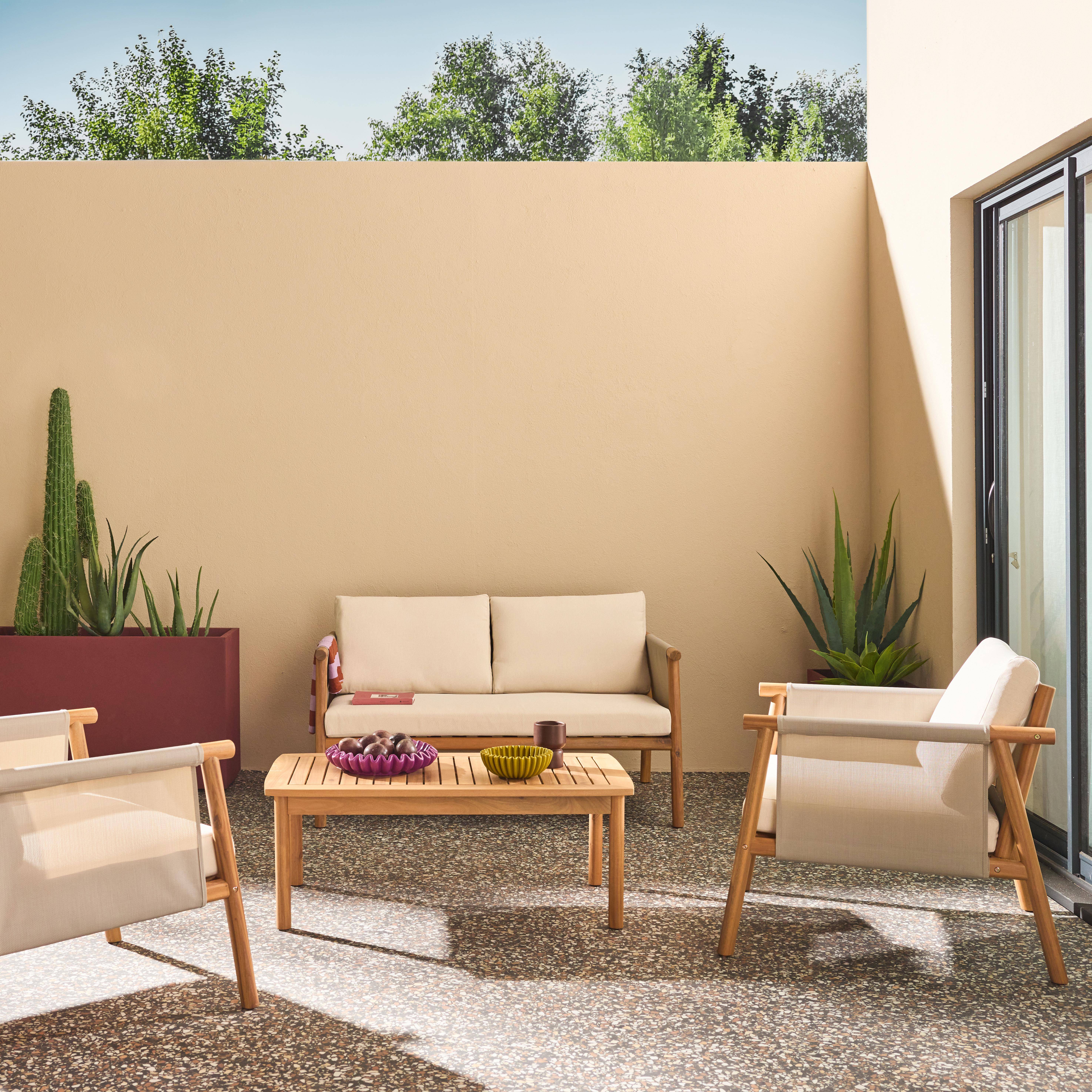 Koa - Conjunto de muebles de jardín de madera de acacia, 4 plazas