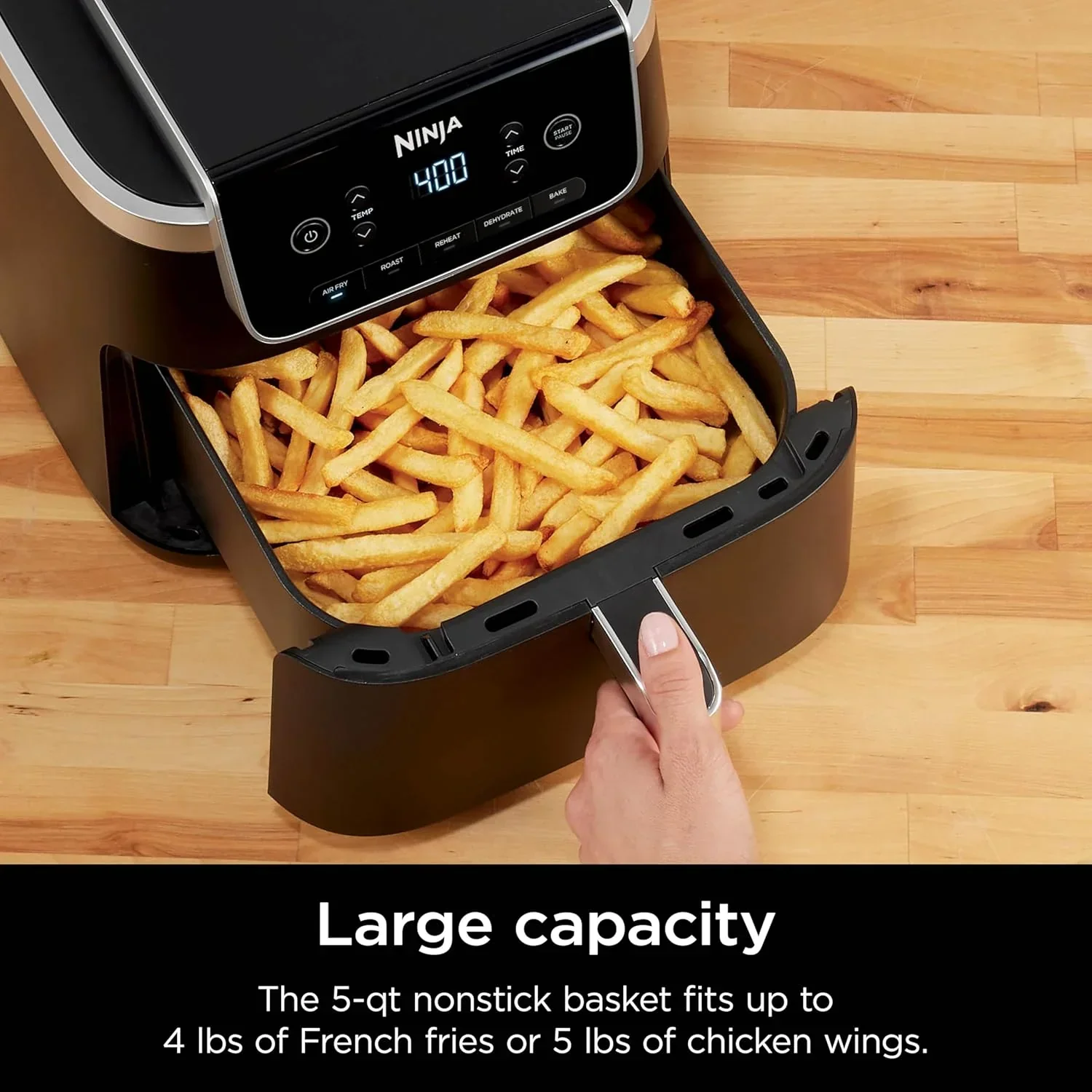Ninja Air Fryer Pro 5-quart 4-in-1 air fryer that air fries bakes reheats and dehydrates