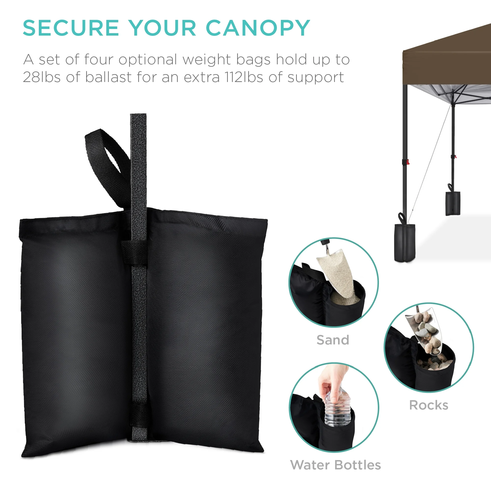 Best Choice Products 10x10ft Easy Setup Pop Up Canopy w/ 1-Button Setup, Wheeled Case, 4 Weight Bags - White - Image 205