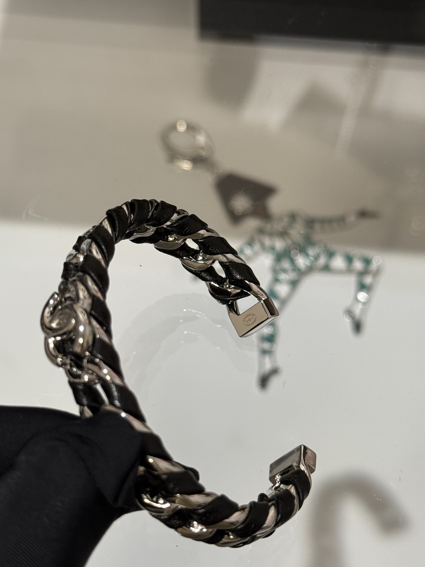 Chanel 26C Leather with Chain Bracelet Cuff Bangle - Original Replica Club