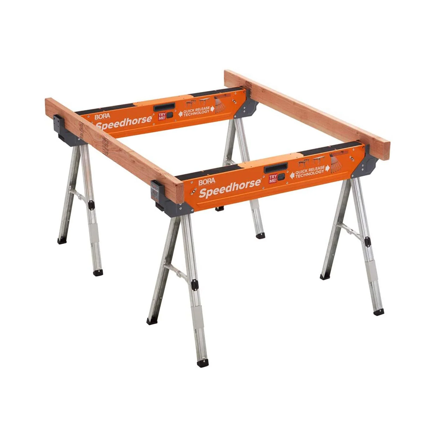 30 in. H Steel Speedhorse Sawhorse with Auto Release Legs (2-Pack)