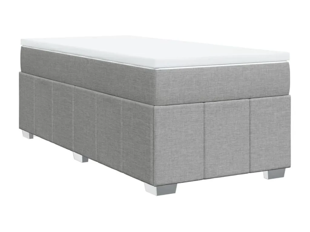 Cama box spring con colchón tela gris claro 90x200 cm lbz3519810