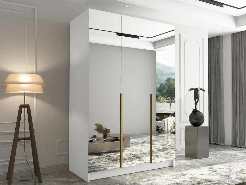 Armario Boverdeco 203 Dorado | Blanco 215x150x58cm Puertas de armario - Con bisagras