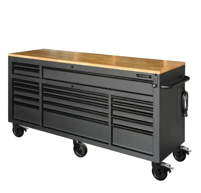 72 Inch Gloss Black Mobile Workbench Tool Chest With Casters And 18 Drawers - Image 2 72 Inch Gloss Black Mobile Workbench Tool Chest With Casters And 18 Drawers - Image 2