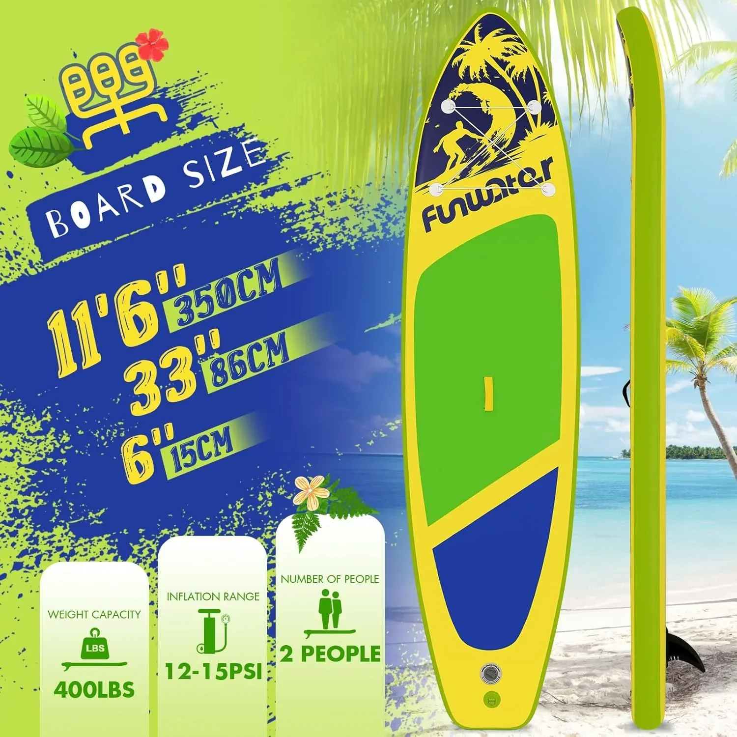 FunWater Inflatable Stand Up Paddle Board, 11 ft x 32 in x 6 in - SUP Paddle Accessories - Image 36 FunWater Inflatable Stand Up Paddle Board, 11 ft x 32 in x 6 in - SUP Paddle Accessories - Image 36