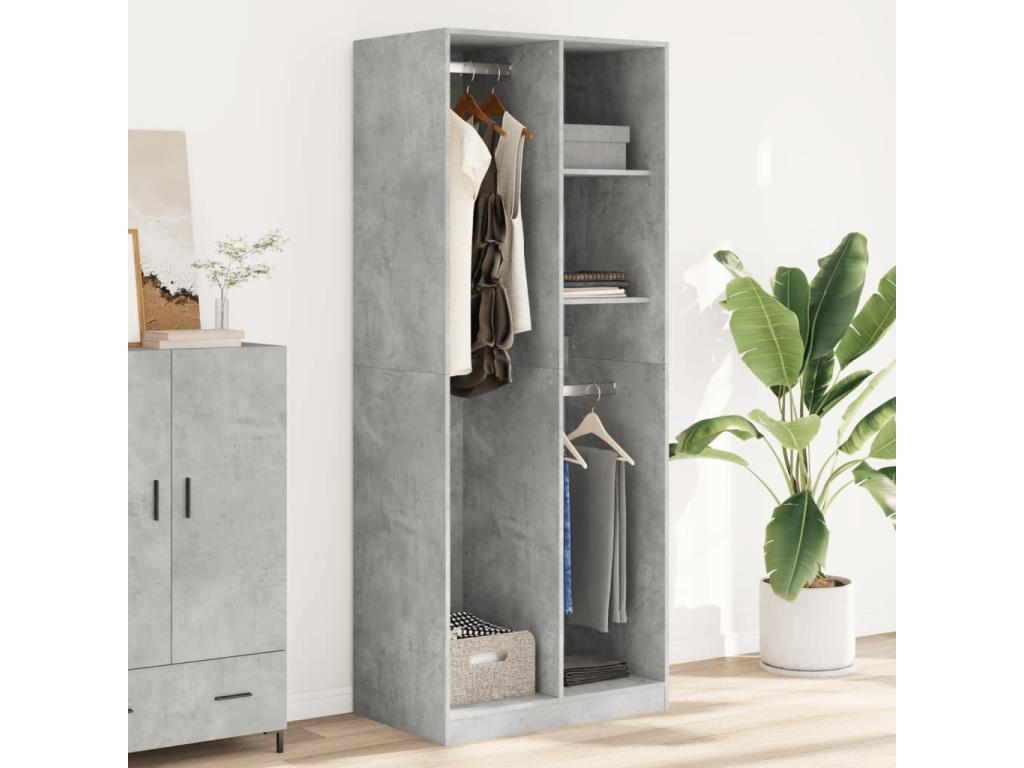 Armario de madera de ingeniería gris hormigón 80x50x200 cm