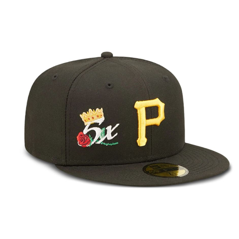 New Era Pittsburgh Pirates 5x World Series Champions Black 59FIFTY Fitted Hat - Byluuna Headwear