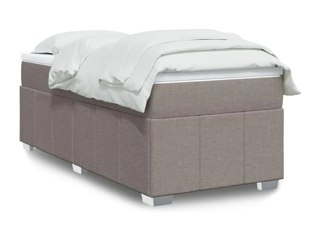 Cama box spring con colchón tela gris taupe 90x200 cm qvp3522916