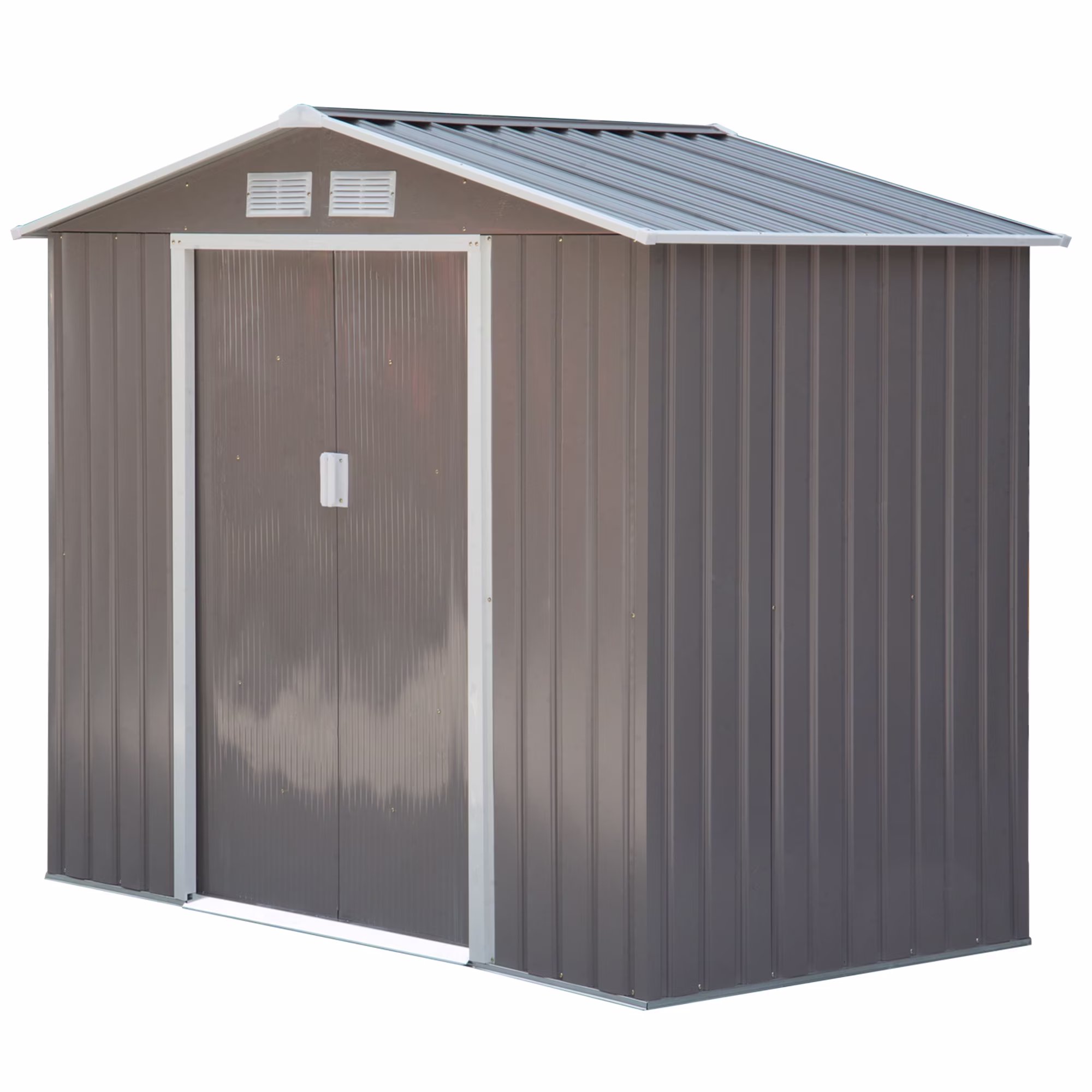 Outsunny 7' x 4' Metal Storage Shed Organizer, Garden Tool House with 4 Vents and 2 Sliding Doors for Backyard, Patio, Garage, Lawn, Dark Gray - Image 4
