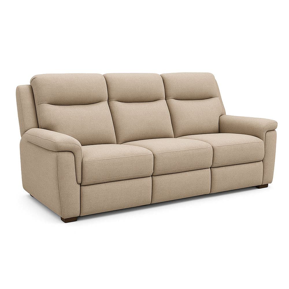 Sofá de Tela Beige Tres Plazas Acolchado 200cm