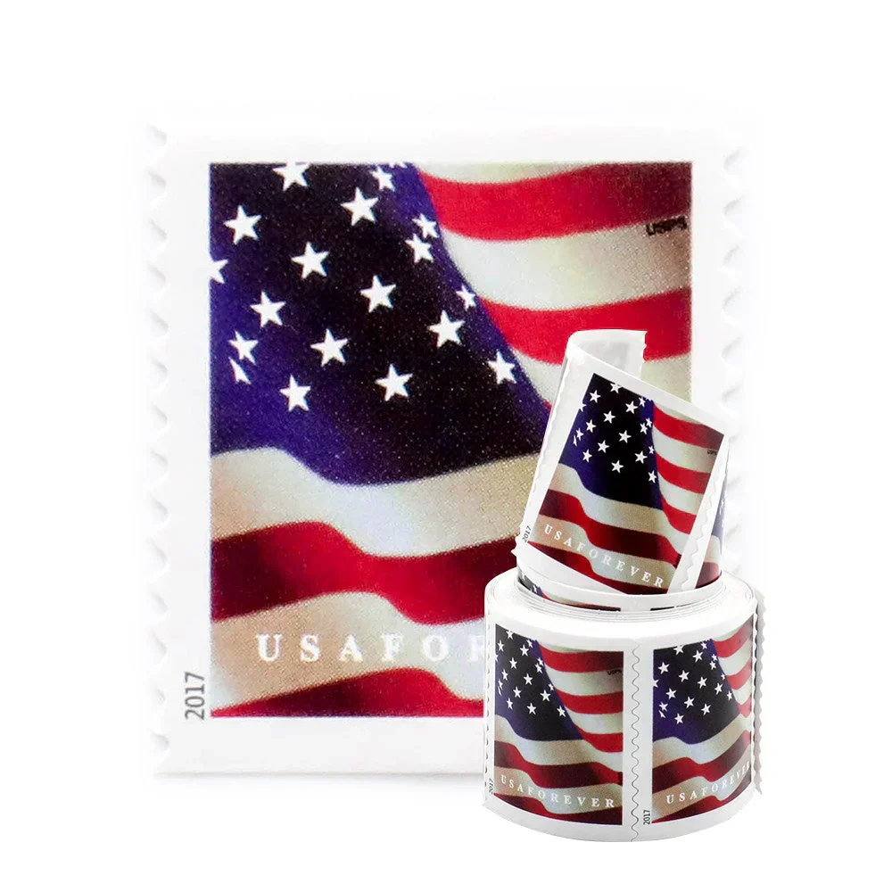 2017 U.S. Flag Forever Stamps - 100 Pcs Coil Roll (Self-Adhesive)(1 COIL / (100 Stamps))