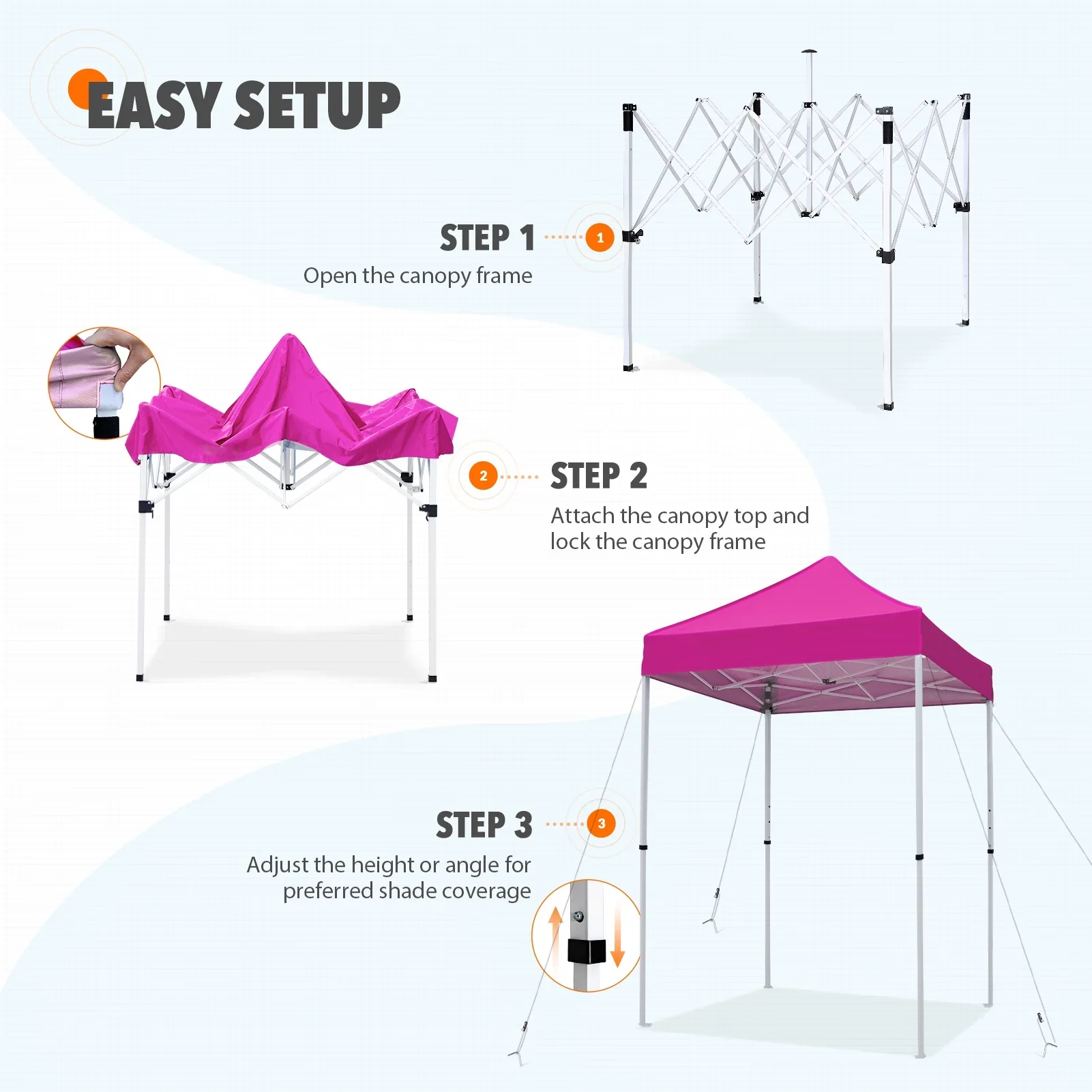 EAGLE PEAK 5x5 Pop up Canopy Tent Instant Outdoor Canopy Easy Set - up Straight Leg Folding Shelter（blue）