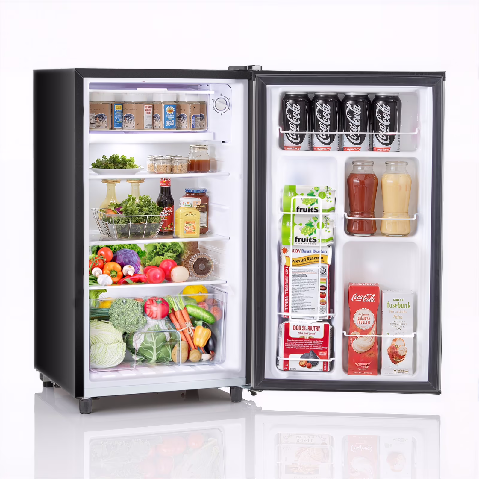 Upgraded Mini Fridge with Freezer, Compact Single Door, 3.2 Cu.Ft , Adjustable Thermostat, Low Noise, Perfect for Bedroom, Dorm, Office, 17.5