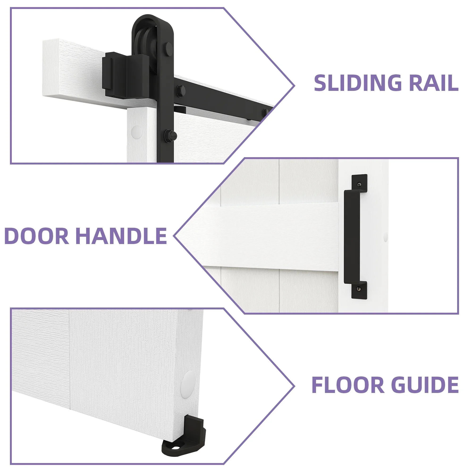 Uforic Sliding Barn Door With Hardware Kit, 48 x 84 in, Gray - Image 22 Uforic Sliding Barn Door With Hardware Kit, 48 x 84 in, Gray - Image 22
