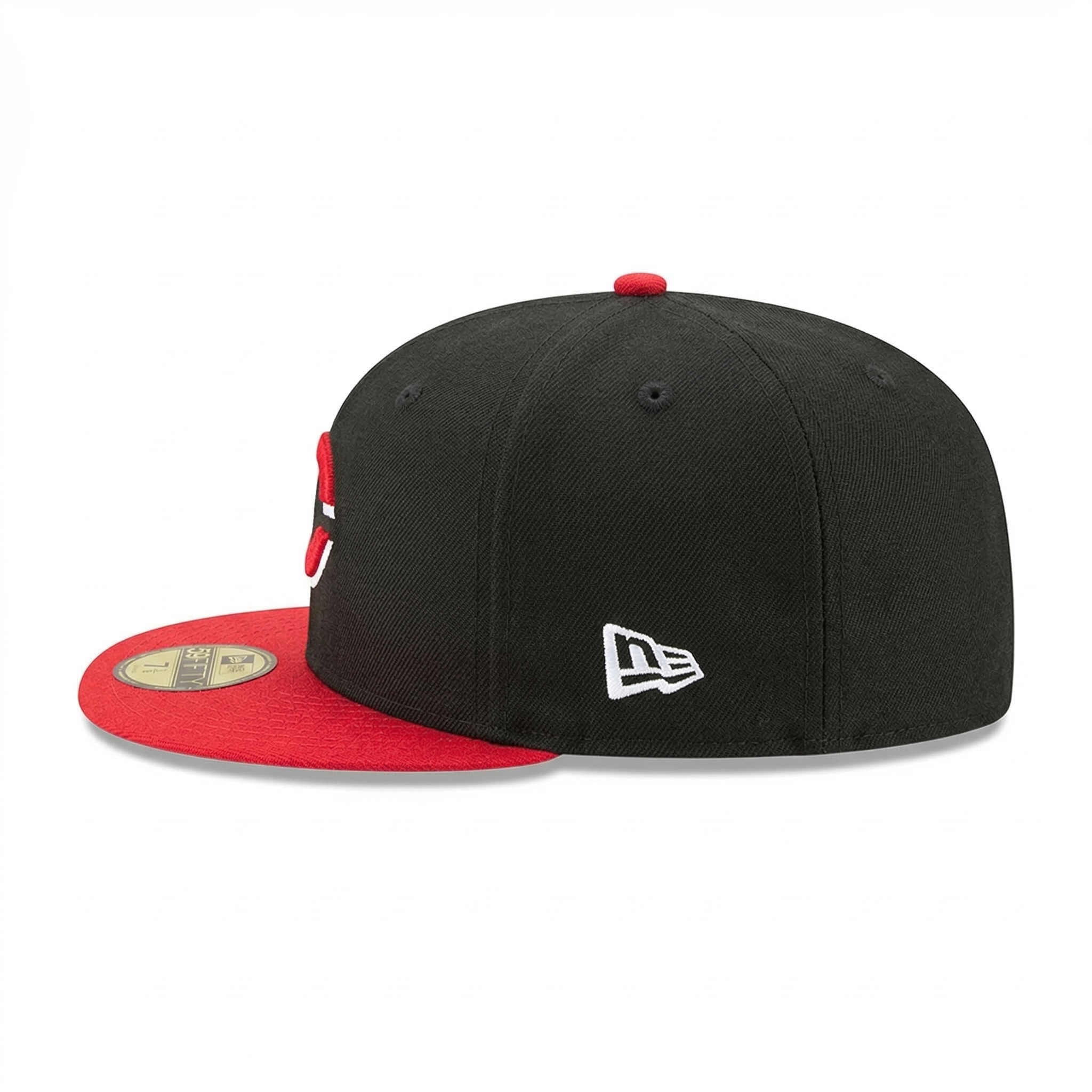 Cincinnati Classic Two-Tone Black and Red Fitted Hat with Grey Undervisor - SEVEN HATS - SEVEN HATS