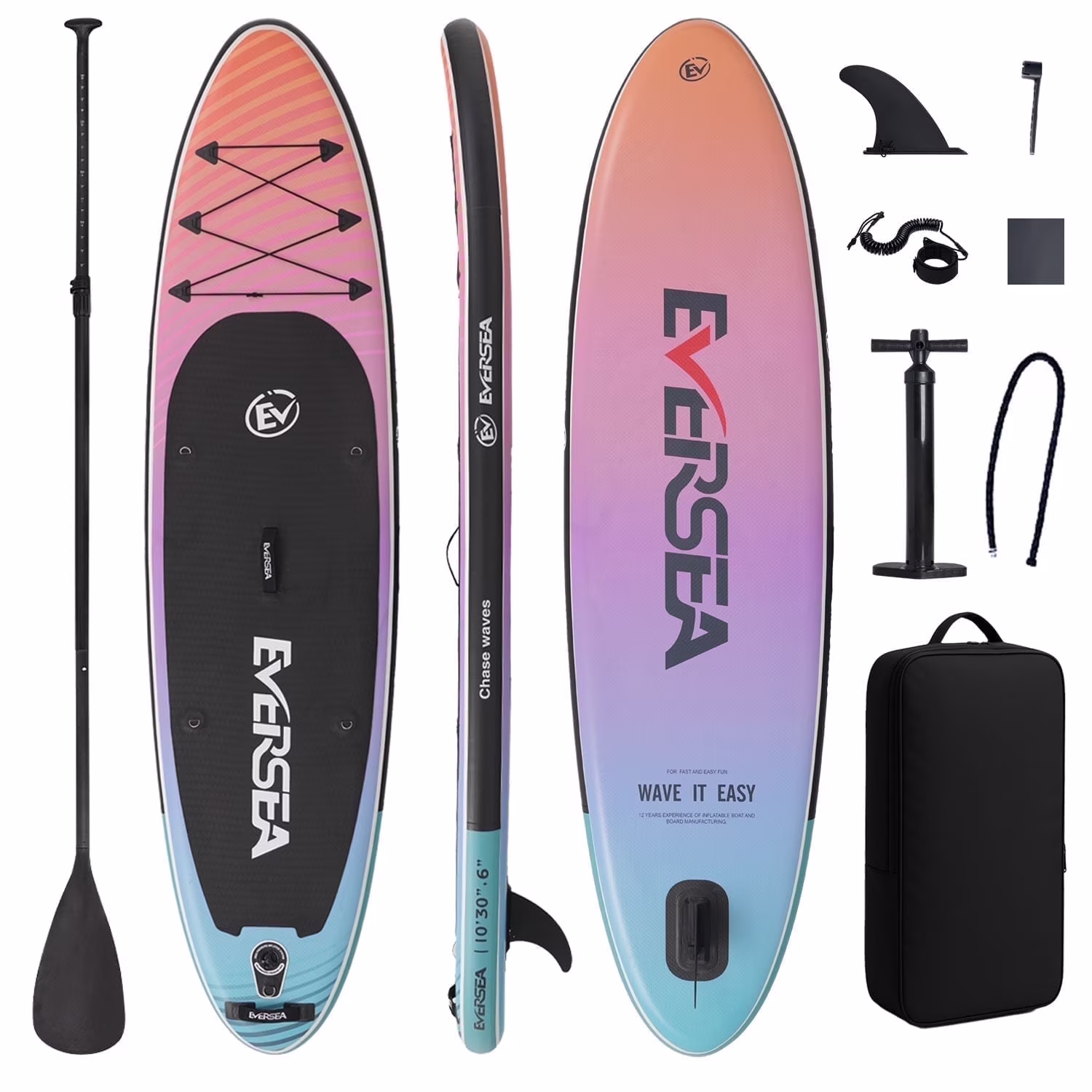 MSEASFREE 10' Inflatable Stand up Paddle Board, with Premium SUP Paddle Board Accessories, Non - Slip Comfort Deck for Youth Adults(Red)