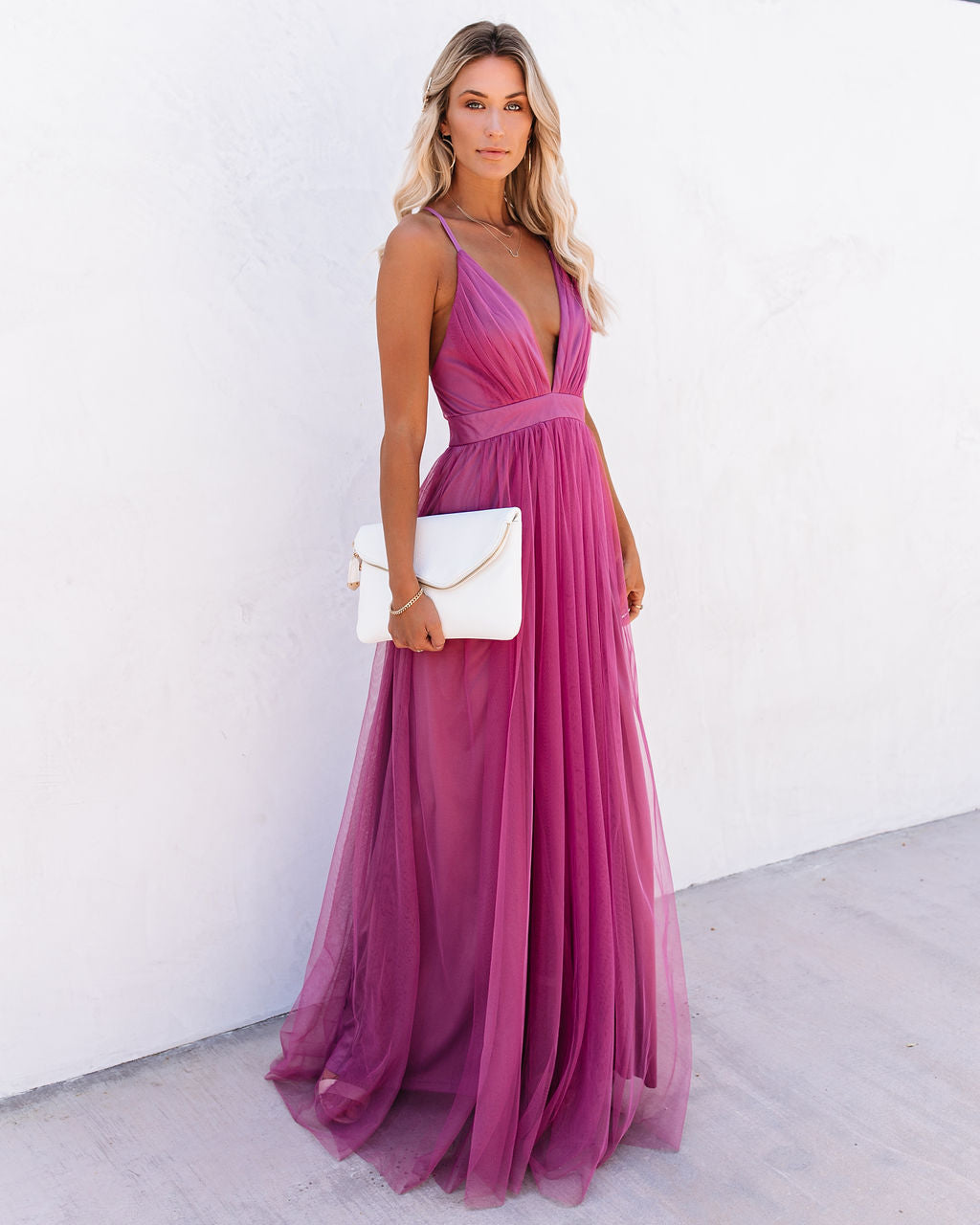 Petal Dust Maxi Dress - Magenta - Se7enfashion
