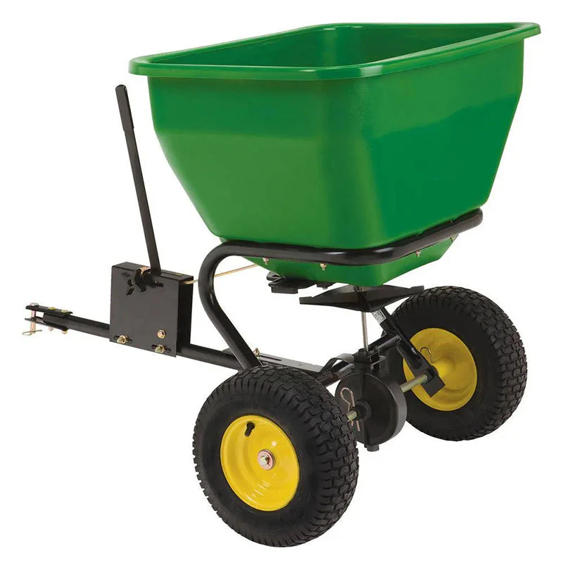 175 lb Tow-Behind Broadcast Spreader. Rustproof Poly Hopper. Universal Fit