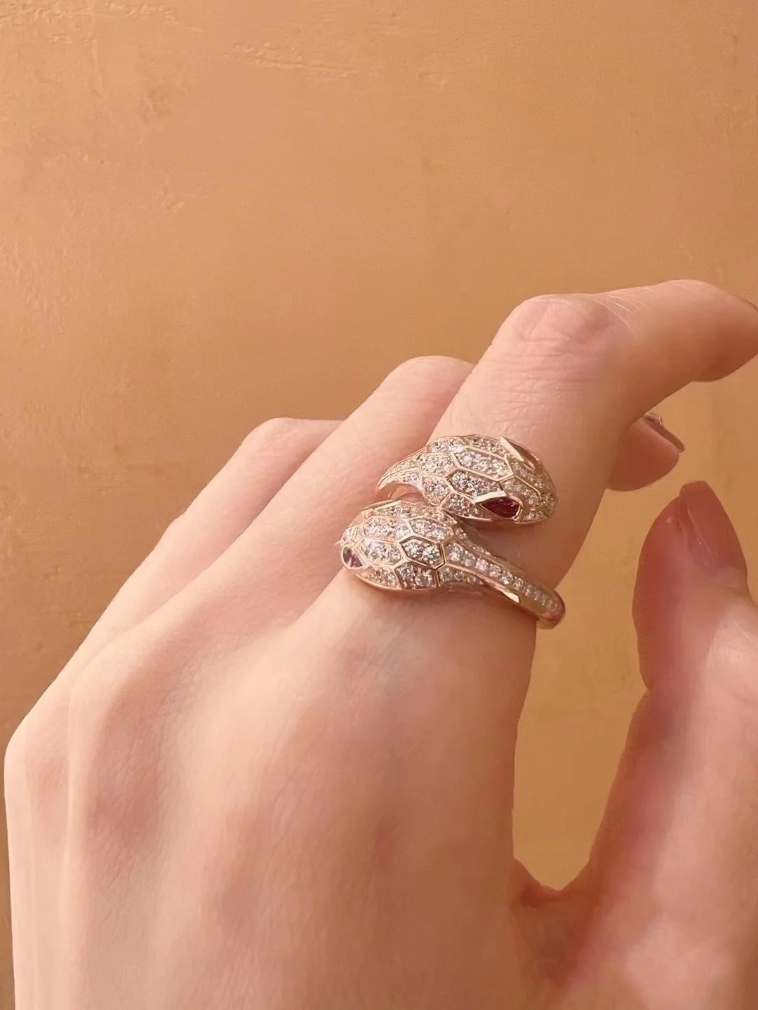 Bvlgari Full Diamond Paved Serpenti Viper Ring - Original Replica Club