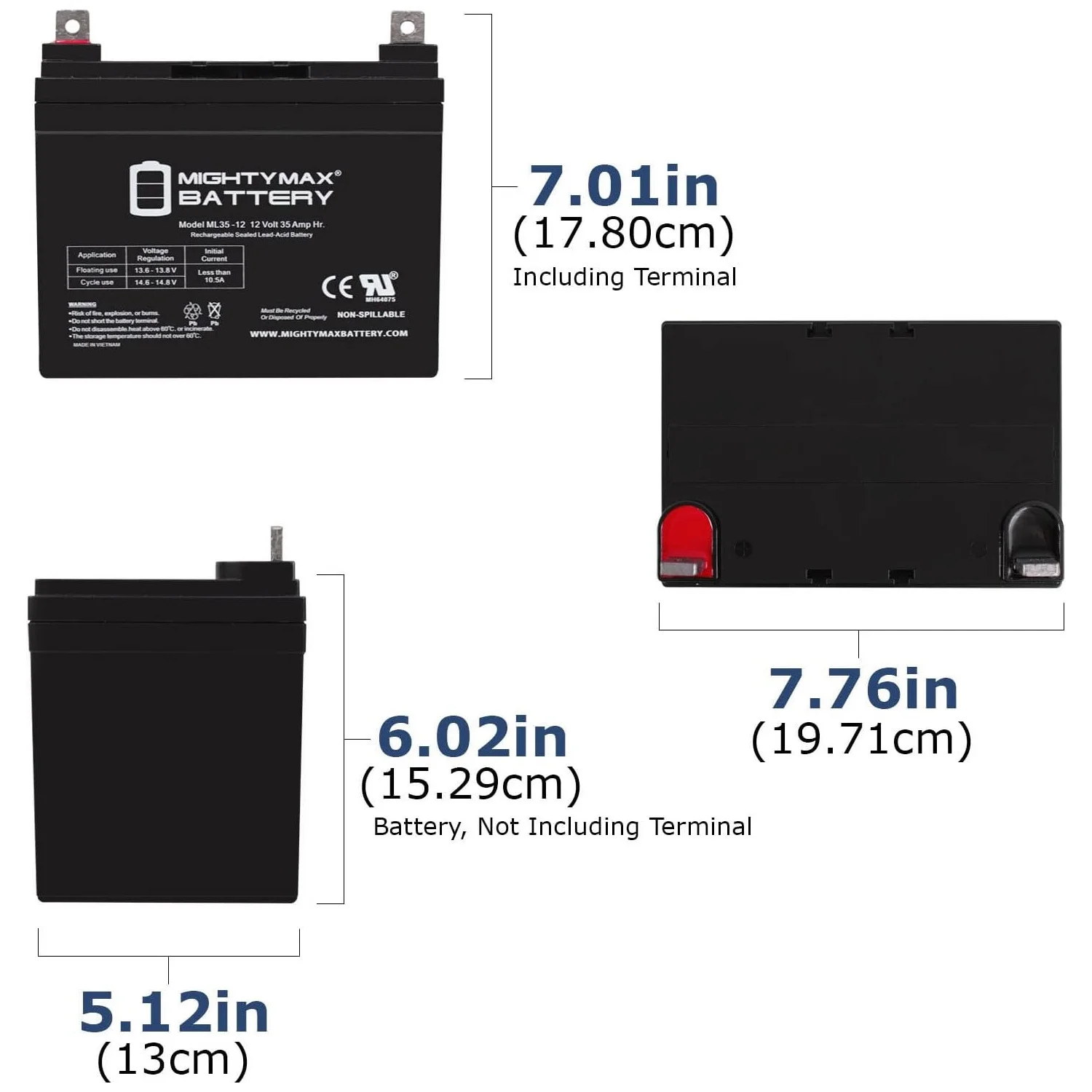 12V 35Ah Wheelchair Battery for Pride Mobility Jazzy 1103 - 2 Pack - Image 2