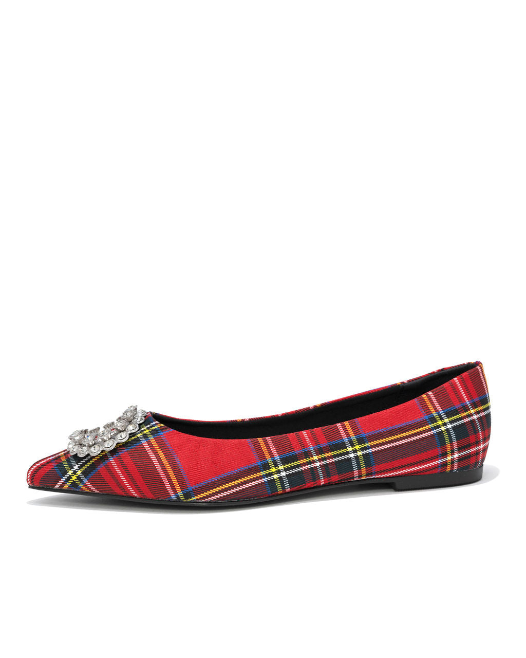Carol Embellished Plaid Flats - Red - Se7enfashion