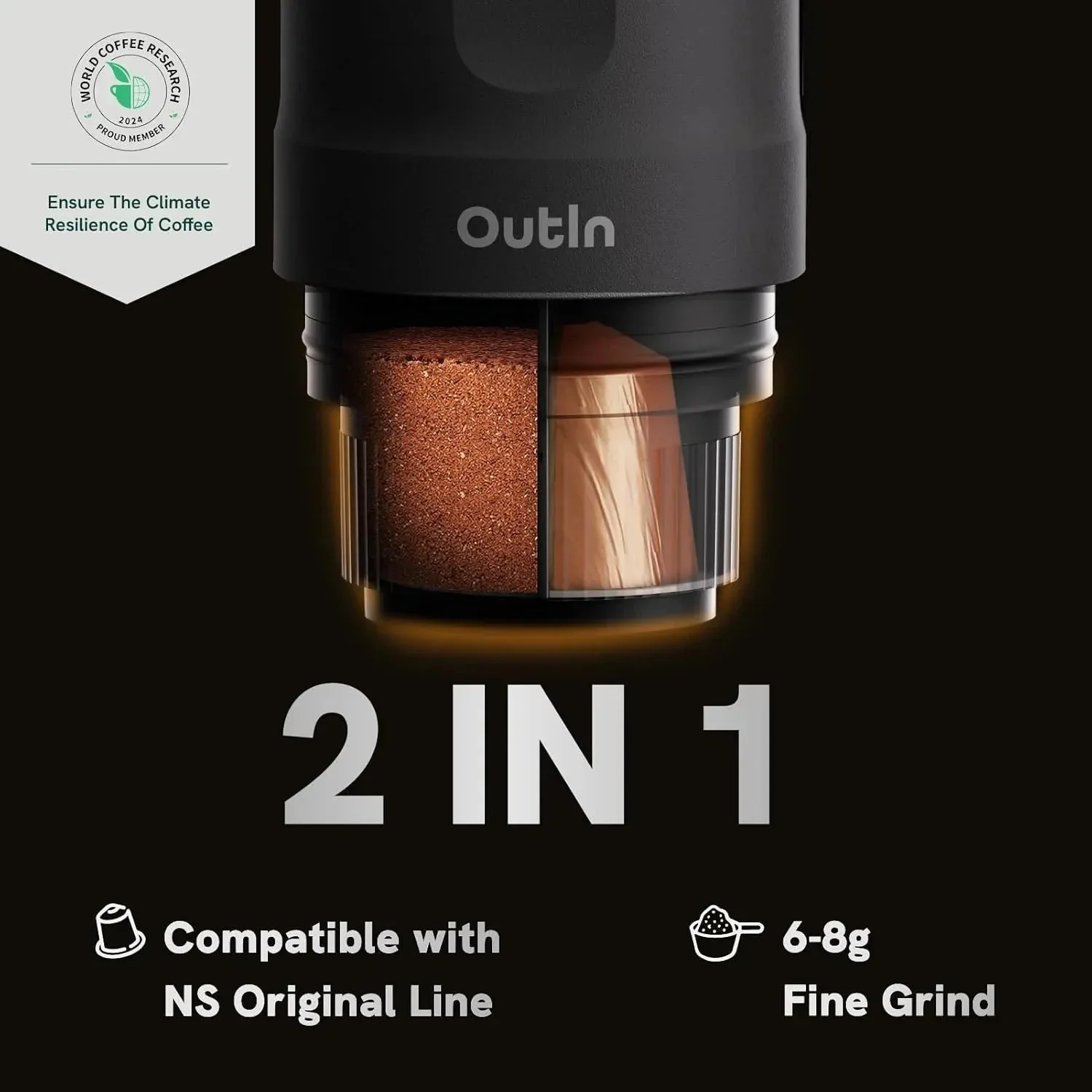 Nano Portable Electric Espresso Machine, Travel Coffee Maker for Camping, Car Coffee Maker Self-Heating with USB-C, With Ground Coffee & NS Capsule for RV, Hiking, Office
