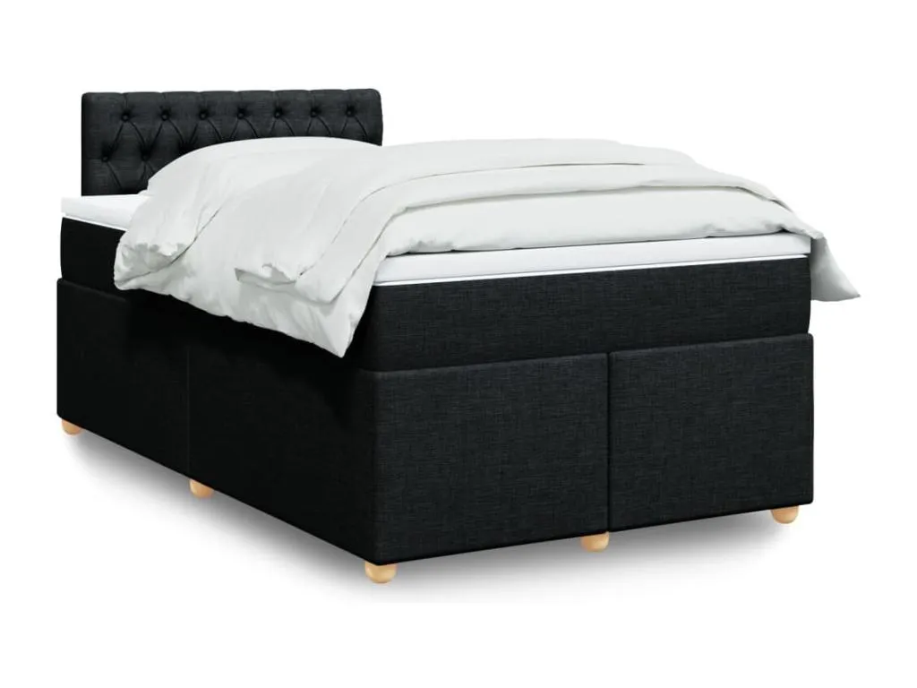 Cama box spring con colchón tela negro 120x200 cm xjz3520894