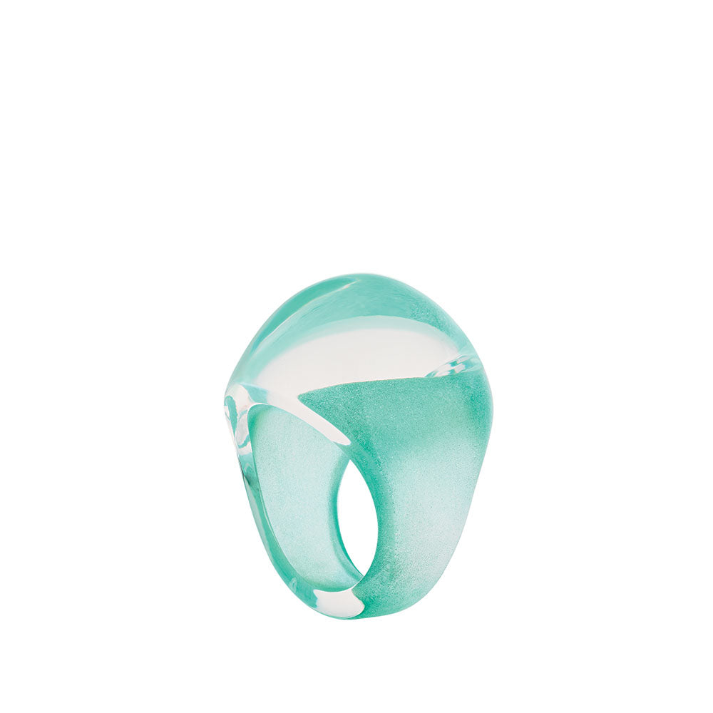 BAGUE CABOCHON - CRISTAL INCOLORE PATINÉ VERT