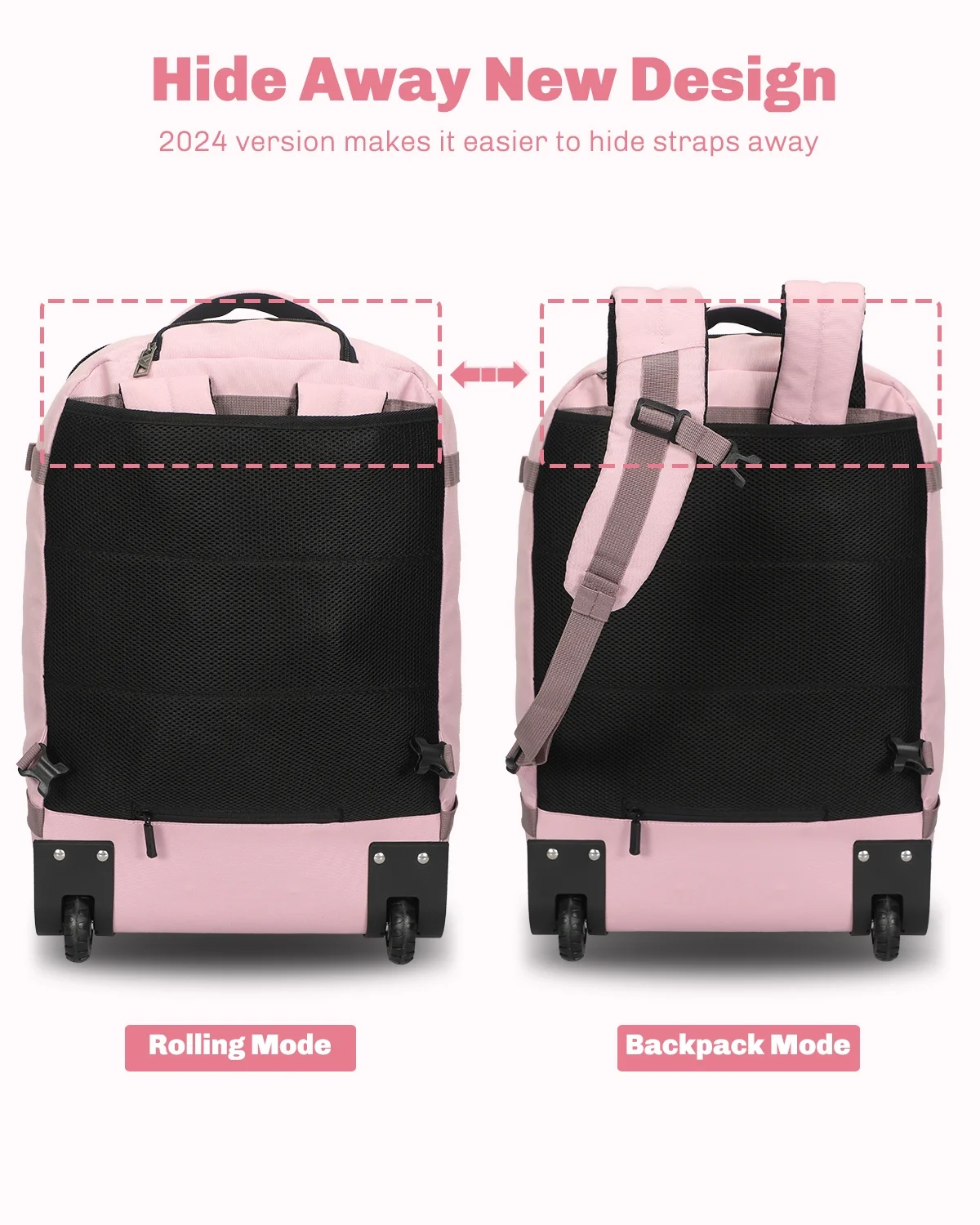 Hynes Eagle 22" Hybrid Carry-On Luggage, Softside Rolling Backpack, Grey - Image 24
