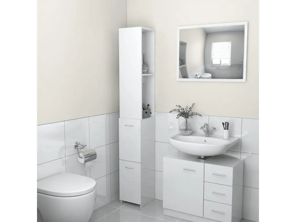 Armario baño Habitarluz contrachapada blanco brillo 25x26.5x170 cm SKHZ16551