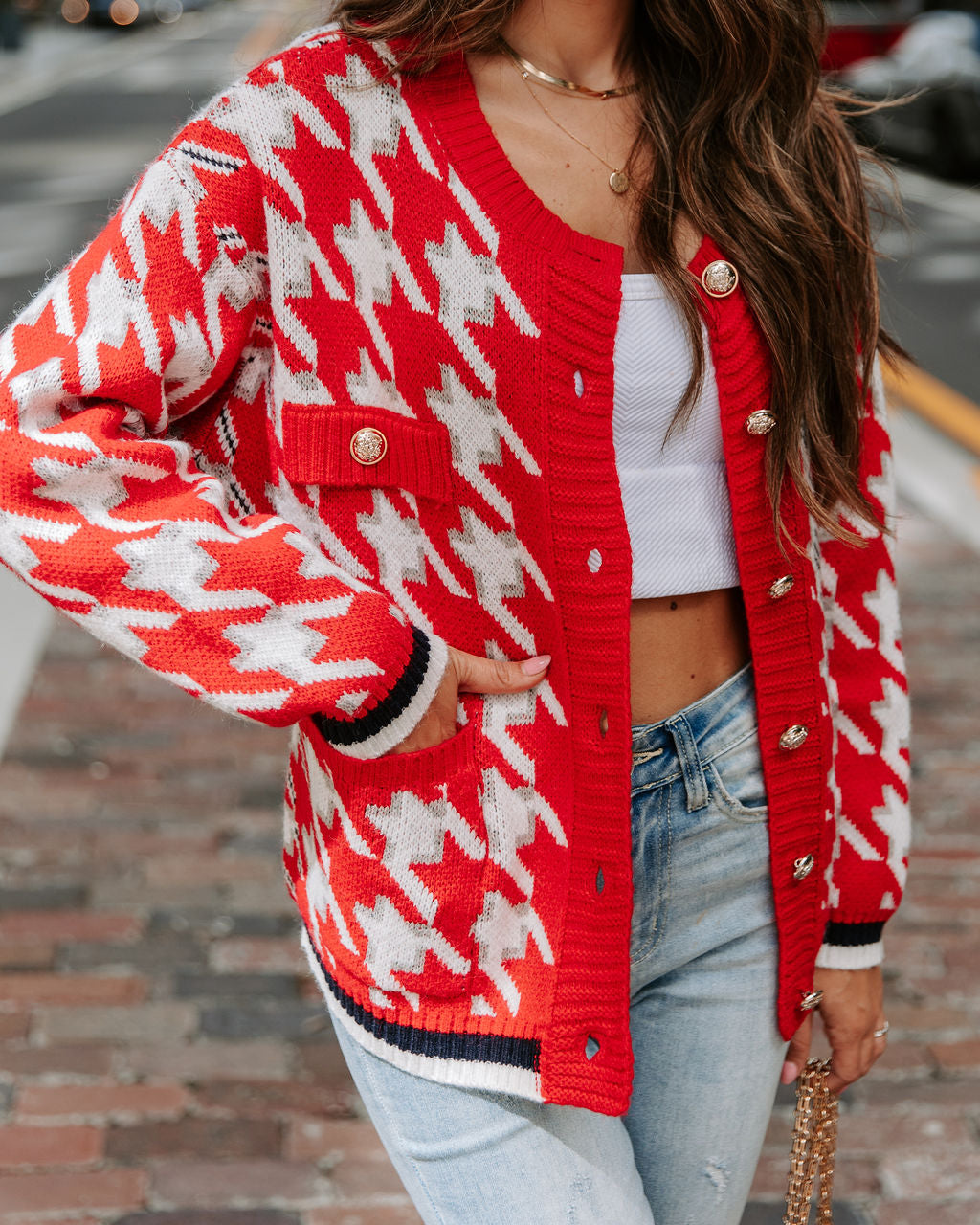 Classy And Fab Houndstooth Cardigan - Se7enfashion