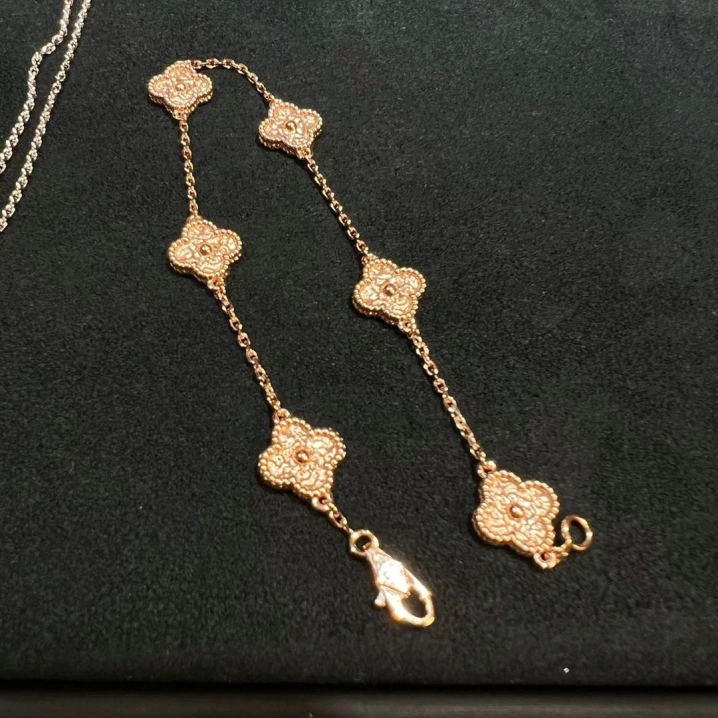 Dupe VCA Sweet Alhambra Bracelet, 6 Motifs, Rose Gold - Original Replica Club