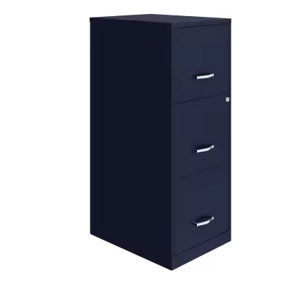 Space Solutions 18" Deep 3 Drawer Smart Letter Width Vertical File Cabinet, Navy