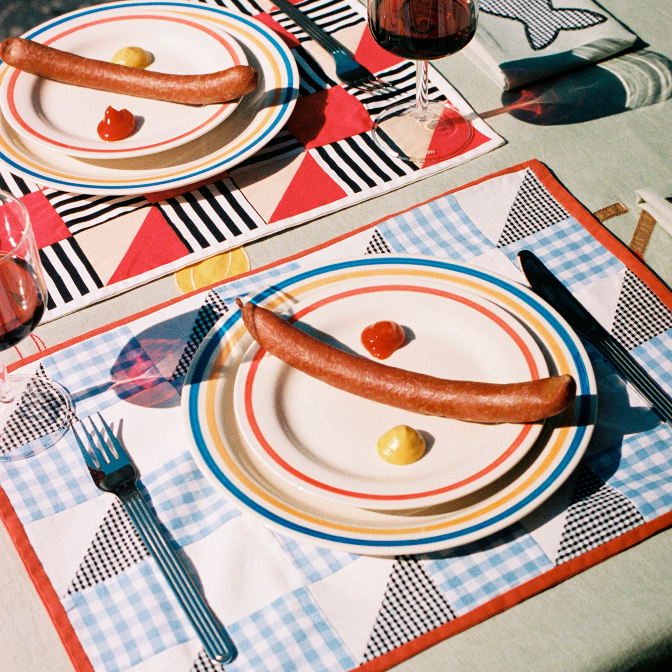 HAY Sobremesa Dinerborden Ø 24,5 cm - Set van 2 - Blauw / Geel