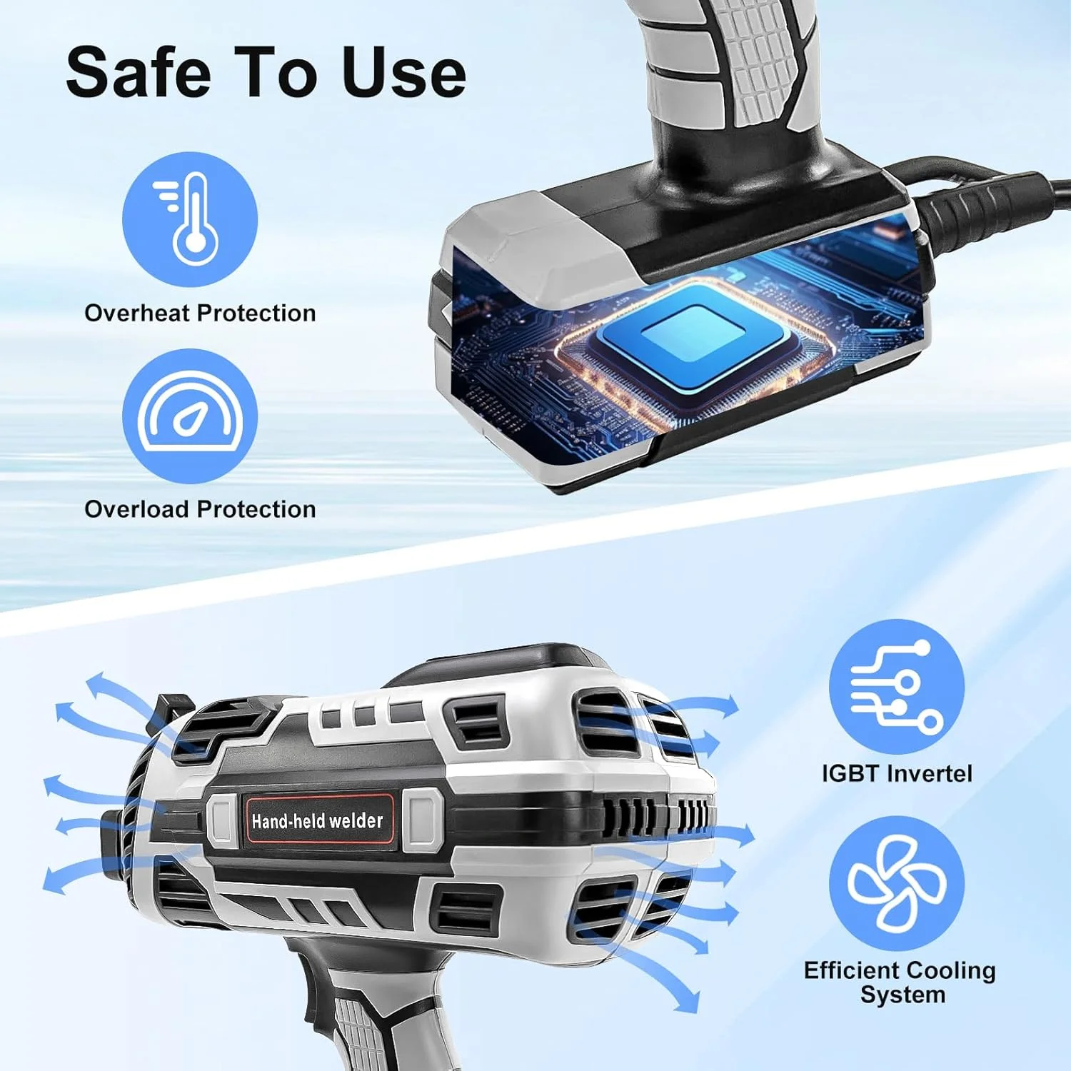 Handheld Welding Machine 110V 20-120Amp Portable ARC Welder Gun Hand Held Welder Machine with IGBT Inverter 6 Variable Current Adjustment for 1/16''-1/8'' Welding Rods Welding Tool Kit - Image 5