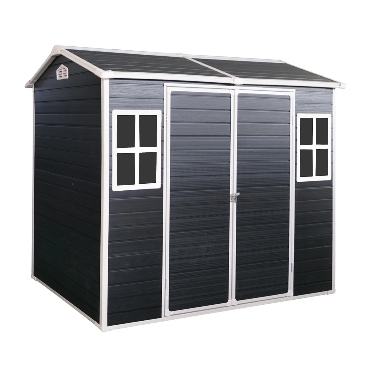 8x4 FT Outdoor Storage Shed with Floor, Resin Garden Sheds with Lockable Door, Vents & Windows, Weather Resistant Tool Shed with Sloped Roof for Backyard Patio, Grey - Image 13