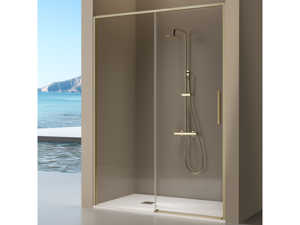 Frontal de ducha + Puerta Corredera DELTA Dorado 130-131 cm