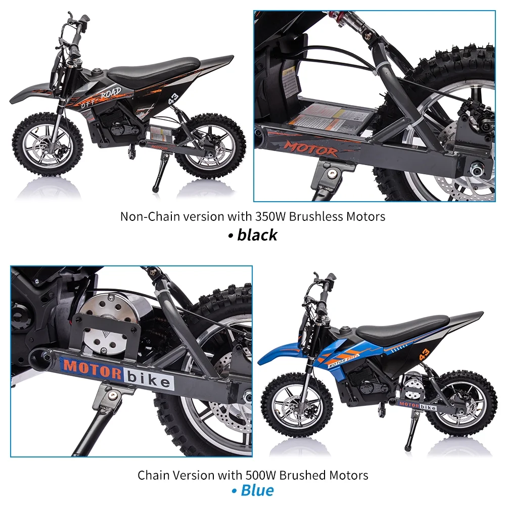 Electric Dirt Bike for Kids,36V Ride on Motorcycle,Up to 15.5MPH,350W Brushless Motor,LED Headlight,Leather Seat,Front and Back Brakes,Electric Motorcycle for Kids Age 8-16,Max Load 175lbs - Image 6