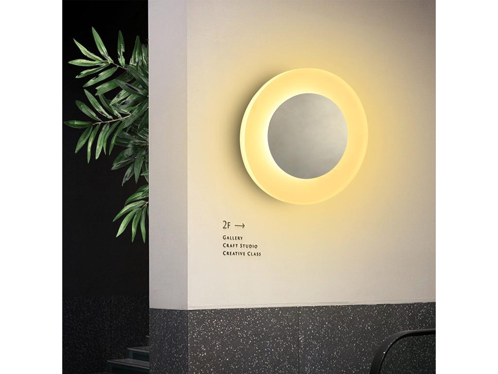 Casaplu Lámpara de pared LED, iluminación interior, luz de pared moderna, 3000K, blanco cálido, hecha de hierro y acrílico, Ø16 cm, 7W, luz para el pasillo.