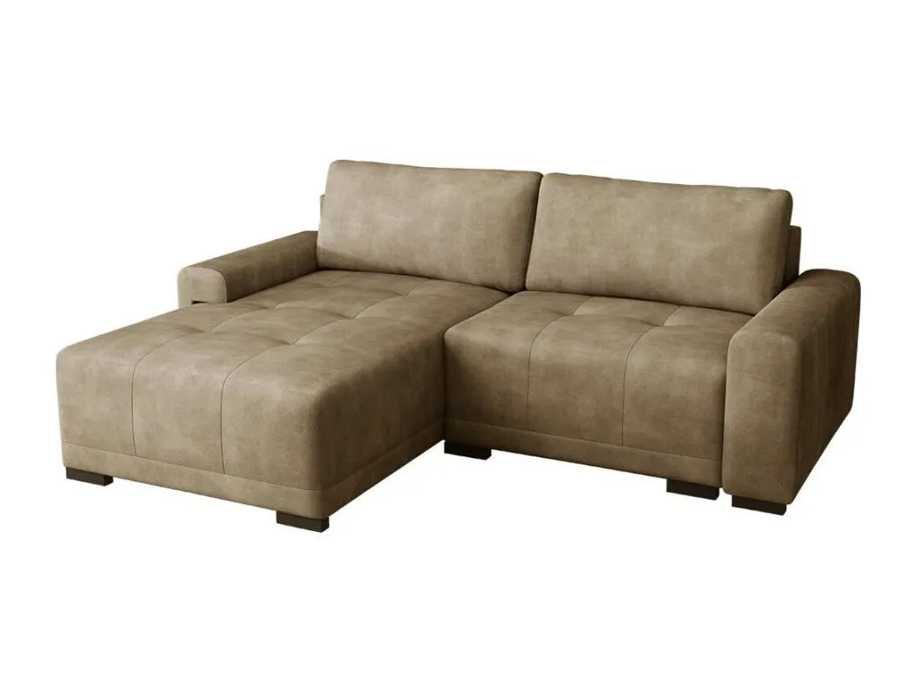 Sofá rinconero Decopractico 183 Marrón Función de descanso Caja de ropa de cama 237x180cm QKCP50511