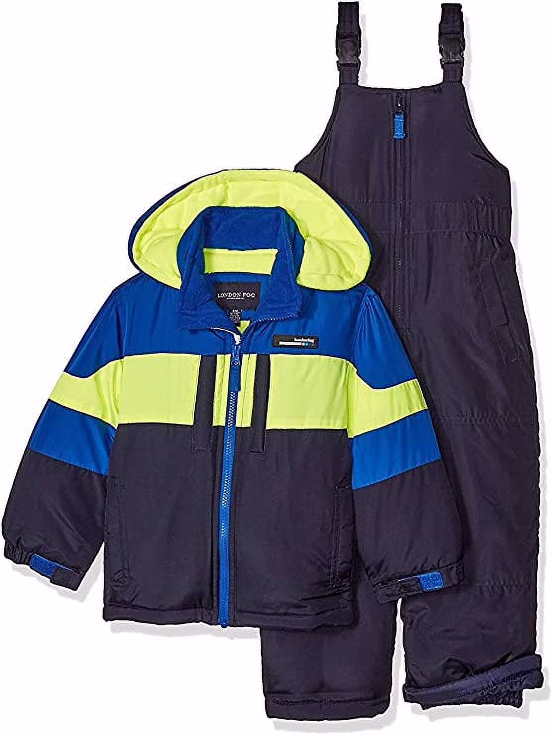 LONDON FOG Big Boys' 2-Piece Colorblock Snow Bib and Jacket Snowsuit
