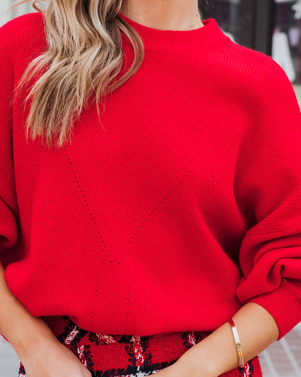 Bold Type Ribbed Pullover Sweater - Red - Se7enfashion