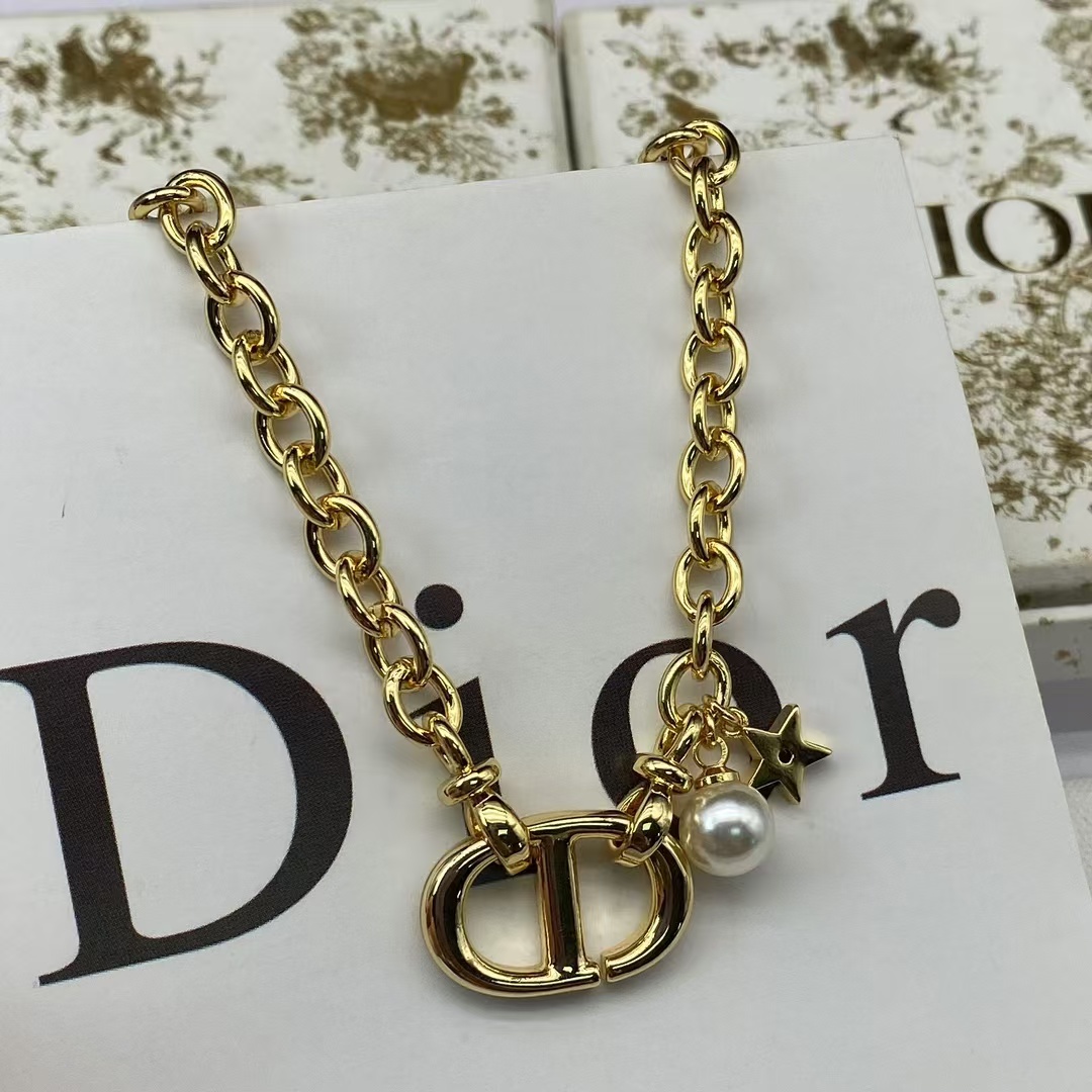 Dior CD Pendant with Star Pearl Charm Necklace - Original Replica Club