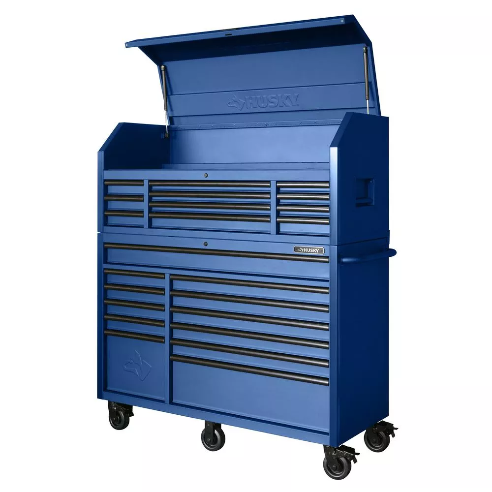 HEAVY-DUTY 56 IN. W 23-DRAWER COMBINATION TOOL CHEST AND CABINET SET, MATTE BLUE