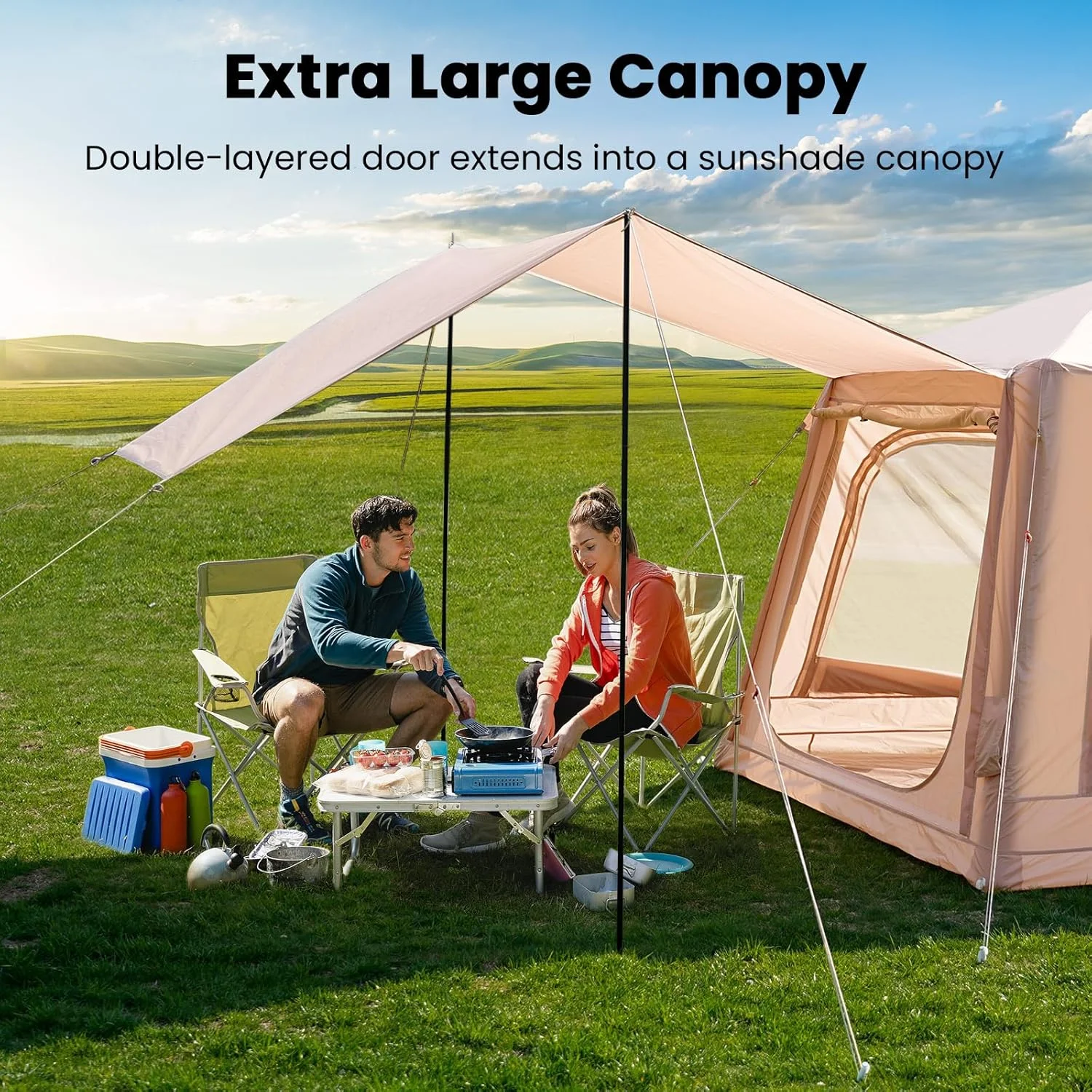 Lilypelle 4-6 Person Blow Up Inflatable Tent with Stove Jack, Hot Tent for Camping with Hand Pump, Waterproof Inflatable Camp Tent with Mesh Windows, Easy Setup Glamping Inflatable House - Image 55
