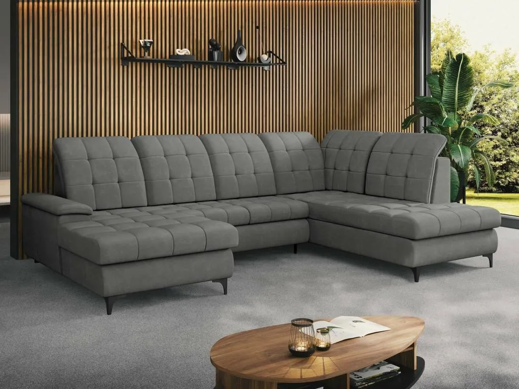 Sofá rinconero Kavehomedeco 100 Gris Función de descanso Caja de ropa de cama 330x212cm BZKL43764